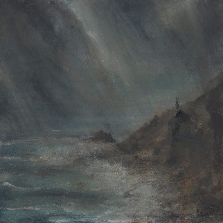 A dramatic oil painting of the north Cornwall coast by renowned landscape artist Tim Yorke-Dunne. Cornwall Artist. 