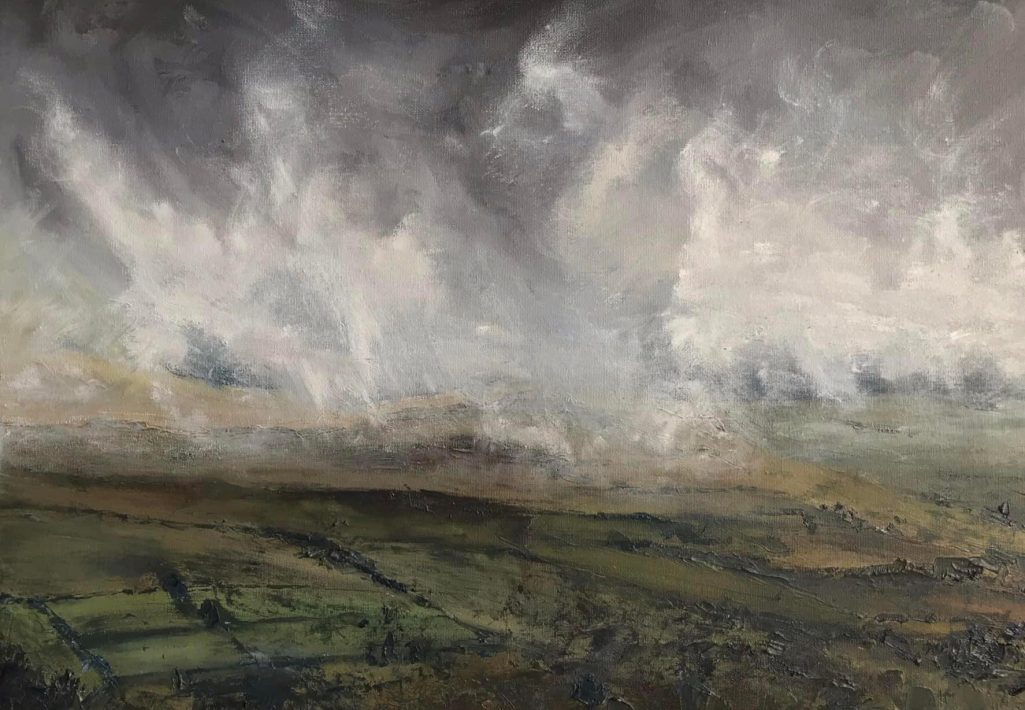 Vixen Tor, Dartmoor. A dramatic landscape oil painting of Dartmoor by renowned Dartmoor Artist Tim Yorke-Dunne